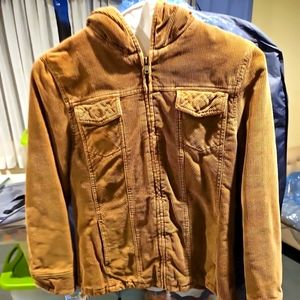 Womens Sonoma Brown corduroy hooded jacket size small
